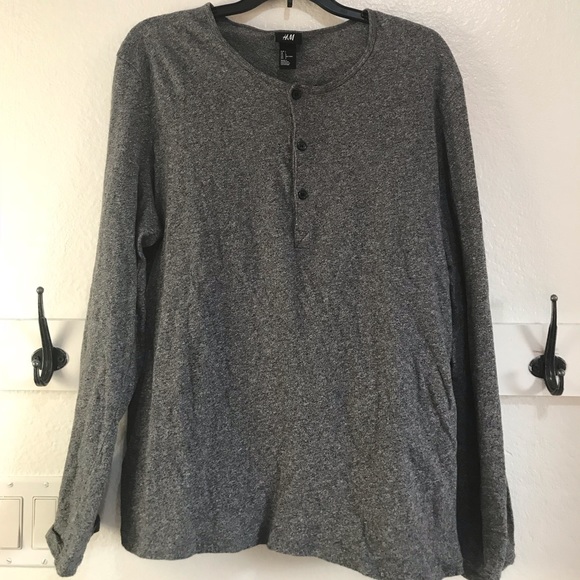 H&M Other - H&M Henley Grey Marled Long Sleeve Shirt | Large